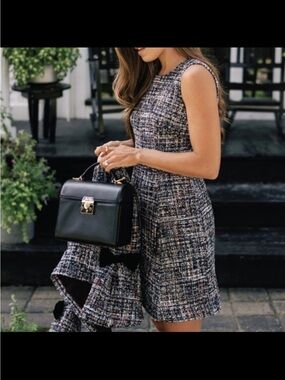 Gal Meets Glam Katherine Tweed Sleeveless Dress Size 6